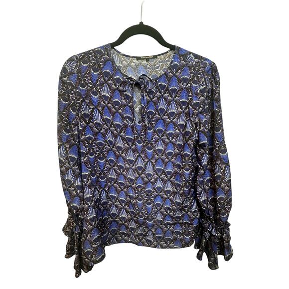 NWOT Kobi Halperin Blue Peacock Blouse size XS - Picture 1 of 5